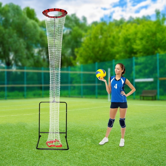 Volleyball Setter Trainer Net with Adjustable Height and Angle for Indoor and Outdoor Practice, Perfect Target Net for Setting, Serving, and Spiking Training Equipment Black Red