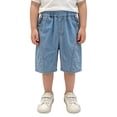 thumbnail image 4 of Ticikt Boys' Cotton Denim Shorts, Elastic Waist Loose Fit Summer 5-Pocket Shorts,Light Blue,4-5 Years, 4 of 5