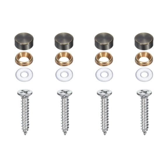 4 Pack Brass Decorative Screws with Caps, 12mm Mirror Screws Cover, Bronze