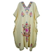 Mogul Womens Kashmiri Caftan Floral Embroidered Lounger Maxi Cover Up Dresses Evening Gown Ladies Nightwear