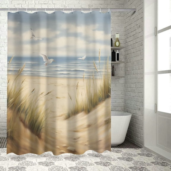 Pratyus Bird Sand Dunes Soft Painting Shower Curtain Waterproof Bath Curtain with Hooks 100% Polyester Fiber Home Bathroom Decor Washable Curtain 36"x72