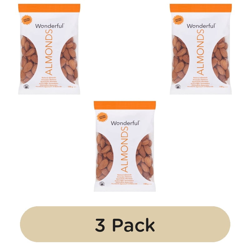 Wonderful Almonds Natural 140g, British Import (Pack of 3)