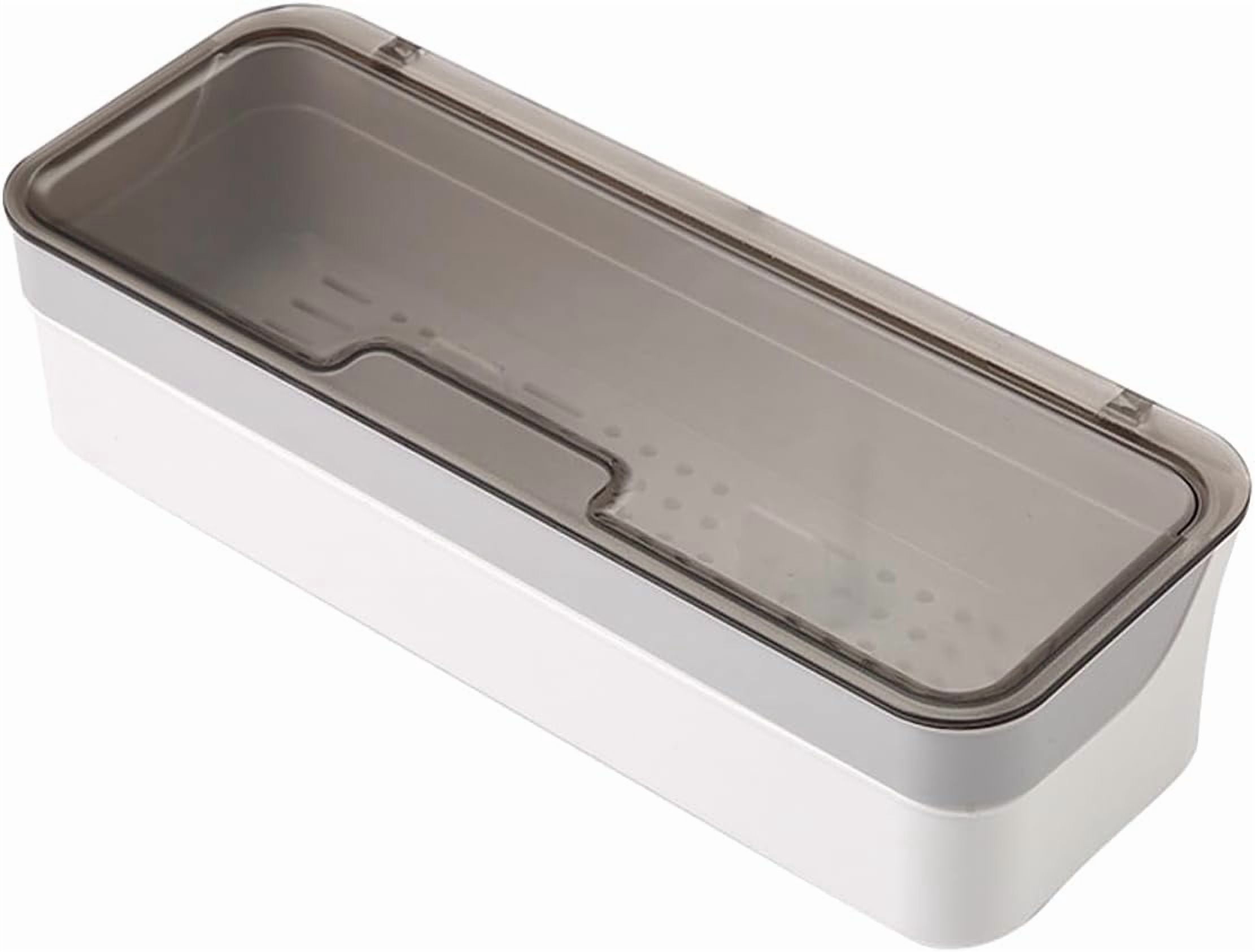 RGHJAR-Large capacity Plastic Kitchen Drawer Organizer with Lid and Drainer Stackable Utensil Holder for Countertop Silverware Tray Flatware Organizers - 12.6x4.7x2.4 Inch Spatula Cutlery Tray