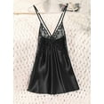 thumbnail image 4 of Avidlove Women Lingerie Satin V Neck Nightgown Lace Chemise Mini Sleepwear Black XX-Large, 4 of 7