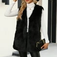 thumbnail image 5 of Stichou Winter Faux Fur Coats for Women Sleeveless Open Front Vests Coat Fashion Warm Solid Color Outerwear Jacket Black XL, 5 of 7