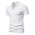 thumbnail image 3 of safuny Men's Slim Cotton Basic Shirts Sports Running Stretch Summer Solid Tees Turn Down Neck Pullover Holiday Fashion Short Sleeve Shirts Clothing White L, 3 of 8