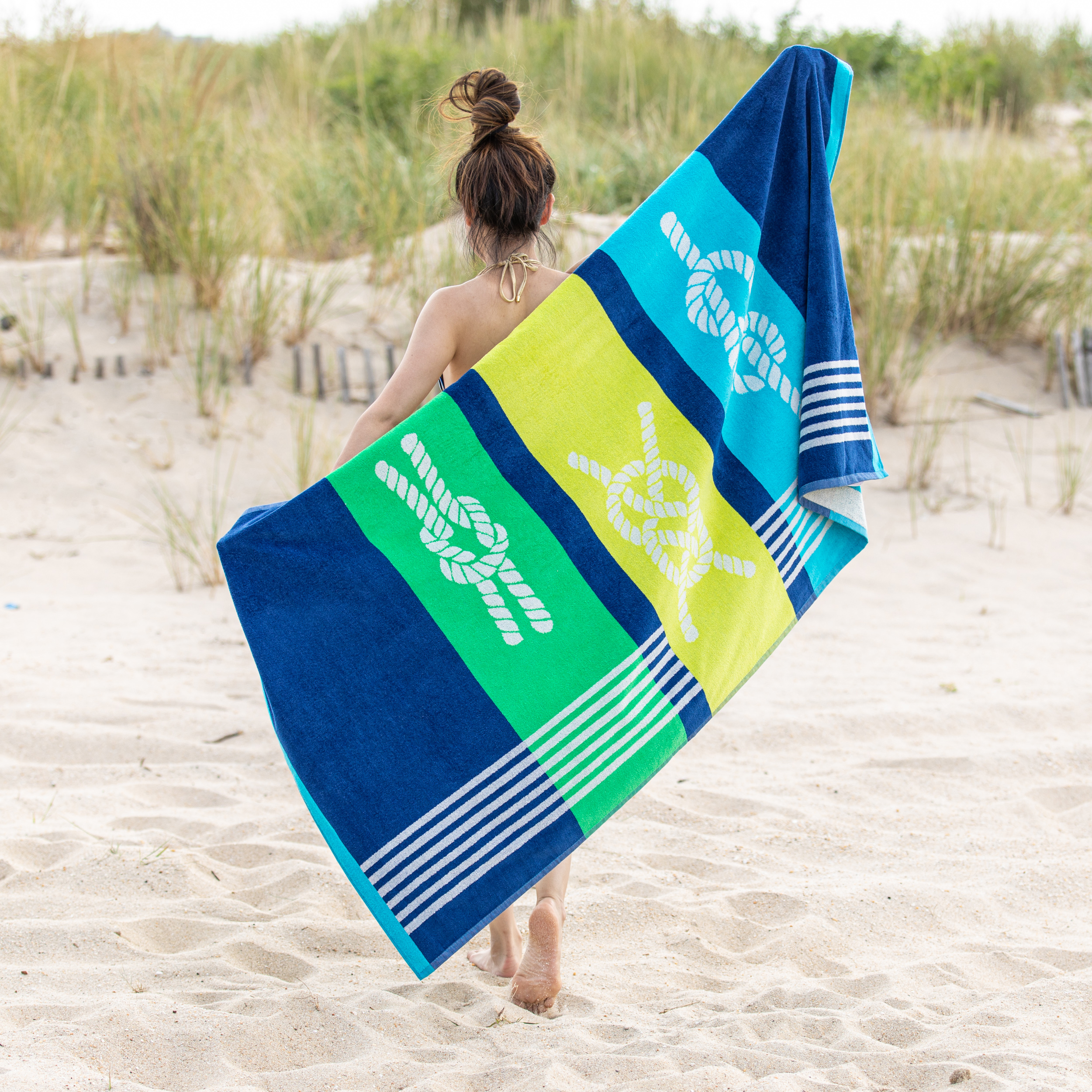 Long Island Beach Towel, 100% Cotton, Poolside Lounging, Sunbathing, Soft, Absorbent, Quick Dry, Mediumweight, Cotton Terry, Velour, Oversized Beach Towel , 35" x 67", Light Blue by Blue Nile Mills
