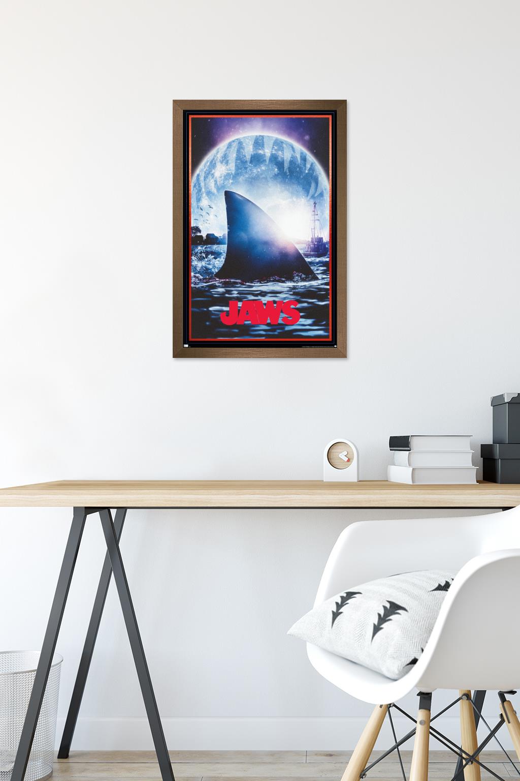 Jaws - Moon One Sheet Wall Poster, 14.725" x 22.375" Framed