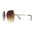 thumbnail image 3 of SA106 Womens Angular Beveled Rimless Butterfly Sunglasses Gold Brown, 3 of 4