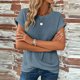 thumbnail image 5 of Xuyuer Women's Crew Neck Short Sleeve Knit Side Loose Solid Color Casual Top, Relaxed Fit Sweater Tee for Spring Summer Layering,Cozy Everyday Wear, 5 of 6