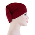 thumbnail image 4 of PINQI Female Fashion Headwrap Women Solid Beading Hat Ruffle Cancer Chemo Hat Wrap Cap Ladies Breathable Headwrap, 4 of 5