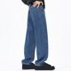 thumbnail image 4 of Pantalones vaqueros gruesos de felpa para hombre, de longitud completa, con cordón elástico, holgados, de pierna recta y de gran tamaño, pantalones largos para hombre., 4 of 5