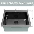 thumbnail image 6 of Milosen 25" x 22" x 10" Black Stainless Steel Drop-In Sink, 6 of 8