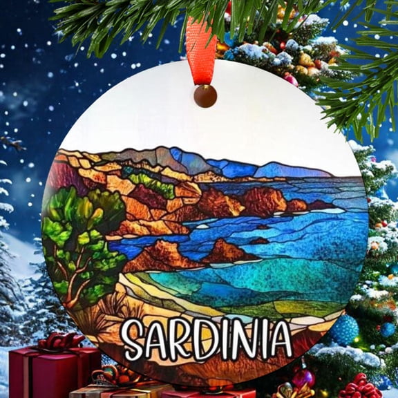 Sardinia Italy Christmas Ornament, Ceramic, Acrylic -, Travel Souvenir, Tree Hanging, Vacation Keepsake 2025, Gift for Adventurers, Collectible, Holiday Tree Decoration