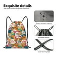 thumbnail image 6 of Kdxio Retro Summer Stamp Print Drawstring Backpack Bag,Waterproof Draw String Back Sack, Gym Drawstring Bags Swim Bag For Unisex, 6 of 9