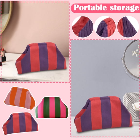 Bag Striped Clutch Purses for Women Woven Striped Dumpling Bag Summer Beach Evening Handbag for Mahjong Tile Vacation Supplies A