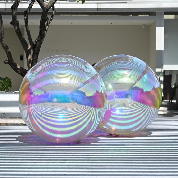 Yescom 2PCS 47" Big Shiny Inflatable Mirror Ball Set Giant Reusable PVC Hanging Balloon for Wedding Event Disco Party Concerts Iridescent