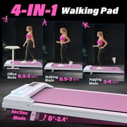 FYC Walking Pad Treadmill with Incline, 4 in 1 Under Desk Walk Treadmill for Home Office, Pink