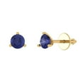 thumbnail image 2 of 1 Ct Round Cut Studs Blue Tanzanite 18K Yellow Solid Solid Gold Everyday Dainty Earrings Screw Back, 2 of 7
