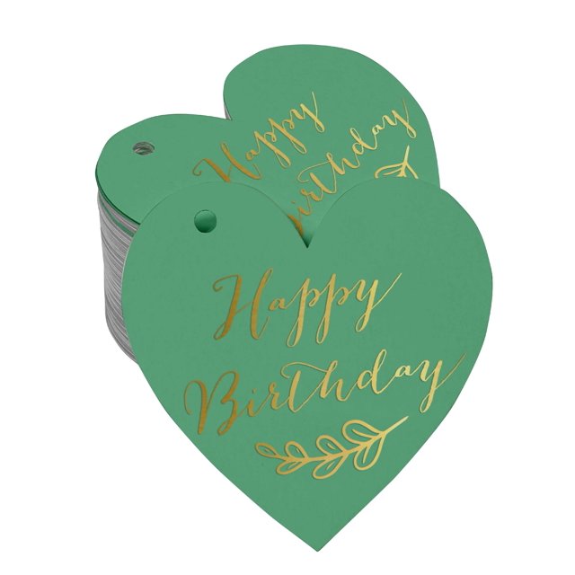 Inkdotpot Real Gold Foil Happy Birthday Tag Favor Hang Paper Tag 100 Pieces