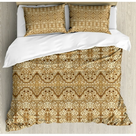 Arabesque Duvet Cover Set Arabic Folkloric Lace Pattern Arabic Folkloric Lace Pattern
