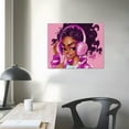 thumbnail image 4 of Nawypu African American Girl Canvas Wall Art Black Girl Love Music Magic Purple Hair Canvas Art Poster Pink Wall Decor for Girls Room Bedroom Living Ready To Hang, 4 of 5