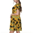 thumbnail image 2 of Rocae Hawaii Palms for Dresses Summer Casual Ruffle Short Sleeve Cute Crew Neck Flowy Dress with Pockets, 2 of 6
