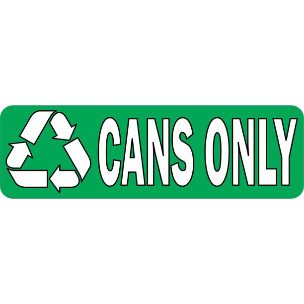 10in × 3in Cans Only Recycling Sticker Vinyl Recycle Sign Stickers