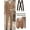Camel, variant on [4pcs Men's Suit] 4pcs Men's Solid Color Suit Set | Two Button Jacket Vest Trousers and Adjustable Coffee Suspender Clips | Ideal for Date Party Wedding and Business