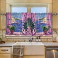 thumbnail image 2 of Yayeee Kitchen Curtains Tier Set of 2 Light Filtering 57"x36" Over Sink Window Panels, Purple Window Scene, 2 of 7