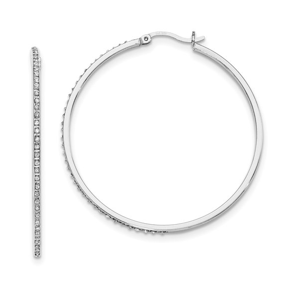 Boucles d'Oreilles Créoles Rondes en Argent Sterling Diamond Mystique QDF121