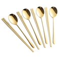 thumbnail image 1 of Chopsticks Spoon Set, 4 Color Reusable Metal Stainless Steel Korean Chopstix Spoon Set Christmas Gift, 1 of 5