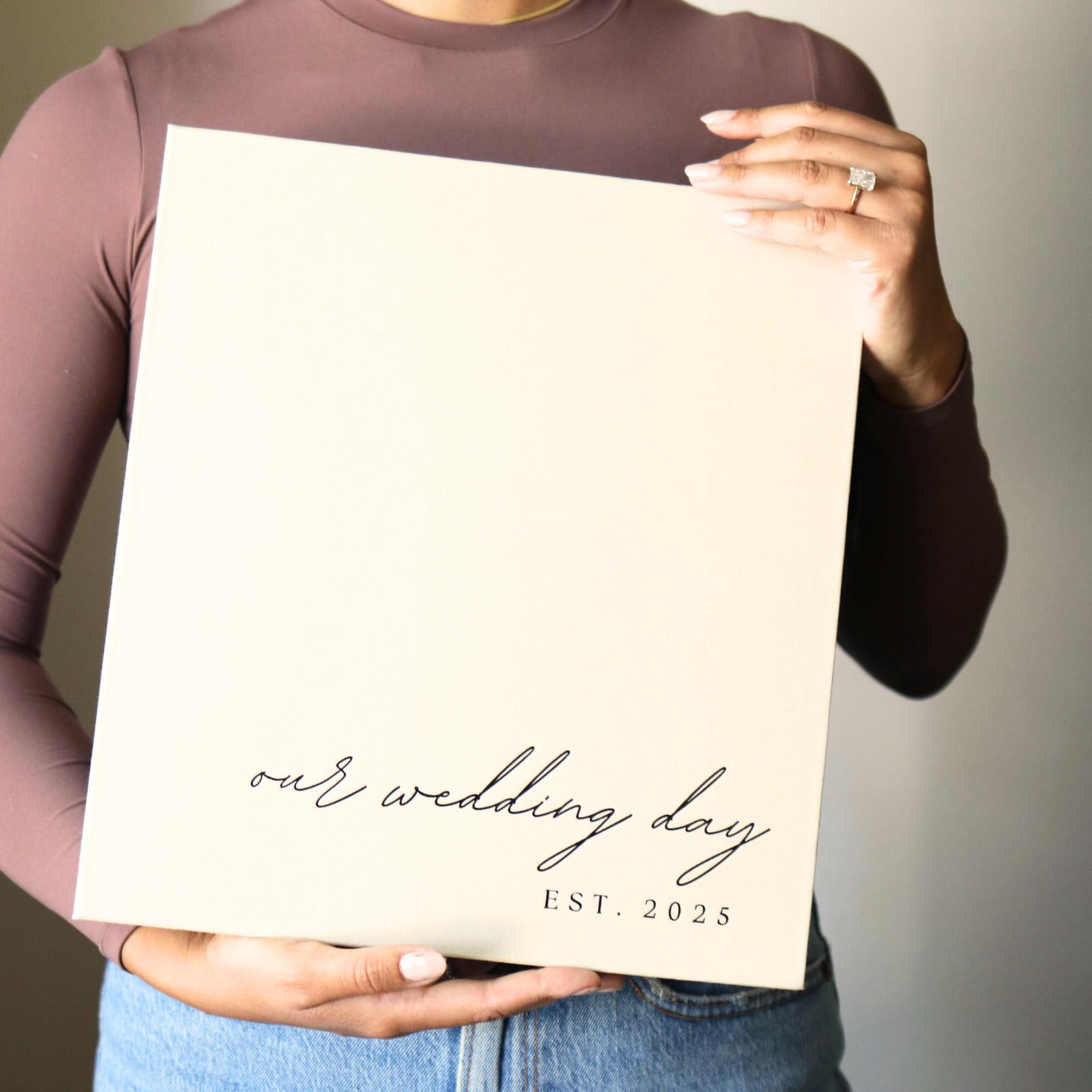 Wedding Photo Album 4x6 Pictures & Custom 2025 Year - Large Picture Scrapbook with 400 Pockets for Horizontal & Vertical Photos - Linen Photo Album Book for Personalized Wedding Day Memory Keepsake