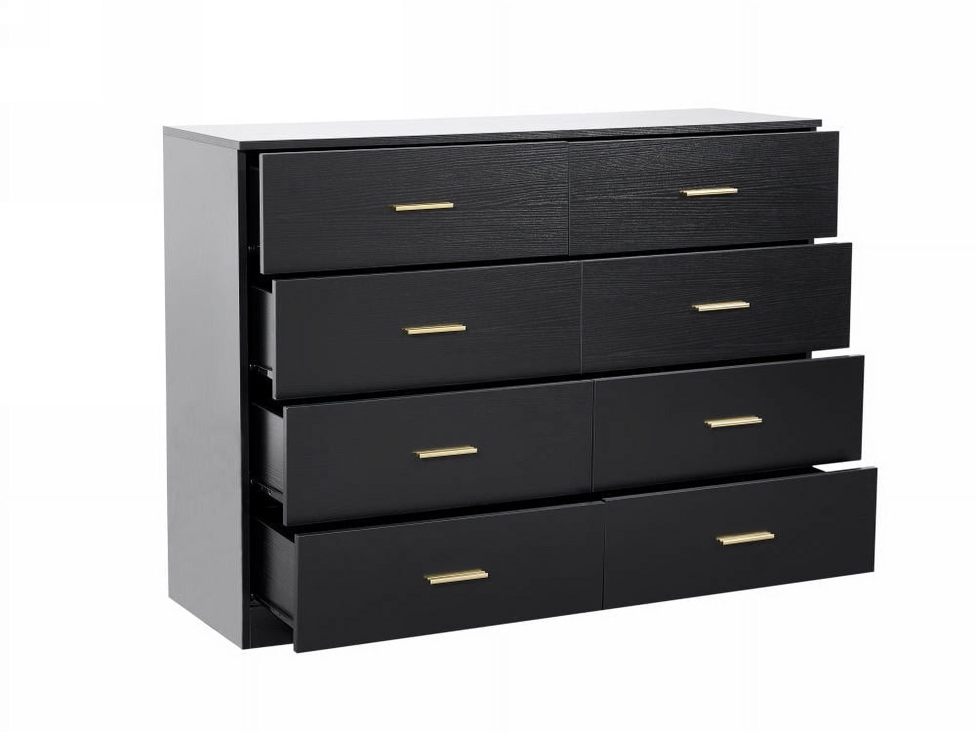 MAYEERTY Modern Black 8-Drawer Dresser - Wide Chest with Ample Storage, Sturdy & Safe