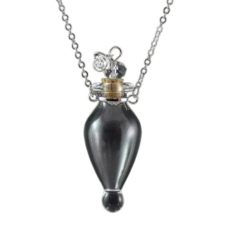 Transparent Heart Vial Perfume Bottle Necklace for Women, Titanium
