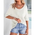 thumbnail image 3 of FreshPretty Sweaters for Women Summer Oversized Half Short Sleeve Knitted Pullover V Neck‌ Casual Loose Fit Spring Tops, 3 of 9