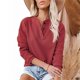 thumbnail image 1 of Camiseta holgada informal de manga larga para mujer, blusa Sexy de Color liso con cuello en V y botones, ropa para primavera y otoño, 2021, 1 of 4