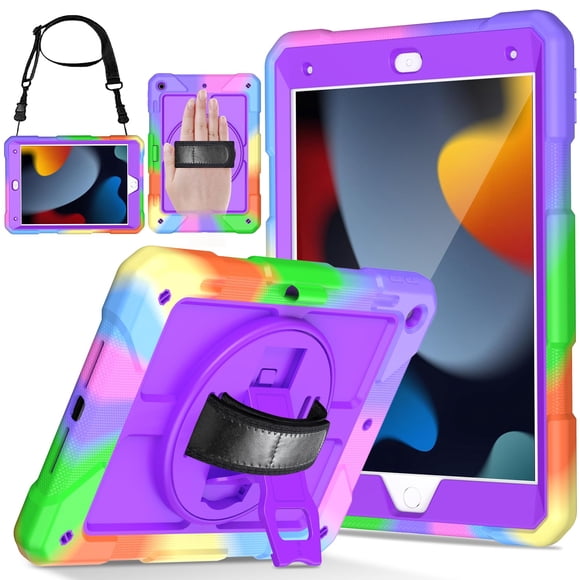 Funda LTROP para iPad 9ª generación, 10,2 pulgadas, con correa giratoria con función atril, color morado