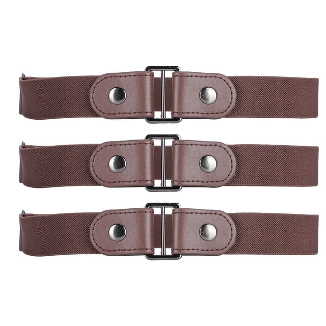 3 Set Cinturón Elástico Moda Estiramiento con Hebilla Accesorios de Ropa para Mujer Hombre Marrón