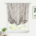 thumbnail image 2 of DriftAway Cathy Linen Textured Paisley Block Print Farmhouse and Modern Rustic Room Darkening Blackout Tie Up Adjustable Balloon Rod Pocket Curtain, 45" x 63", Gray, 2 of 8
