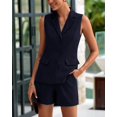 thumbnail image 3 of Trajes de 2 piezas PRETTYGARDEN para mujer, casual, de verano, azul marino, XXL, 3 of 9