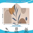 thumbnail image 2 of Brown Boho Geometric and Plant Pattern Hooded Bath Towel，60"x35" for Ages 3 To 12 Kids, Quick Dry Lightweight Soft Microfiber Hood Beach Towel Cover Up for Kids, 2 of 7