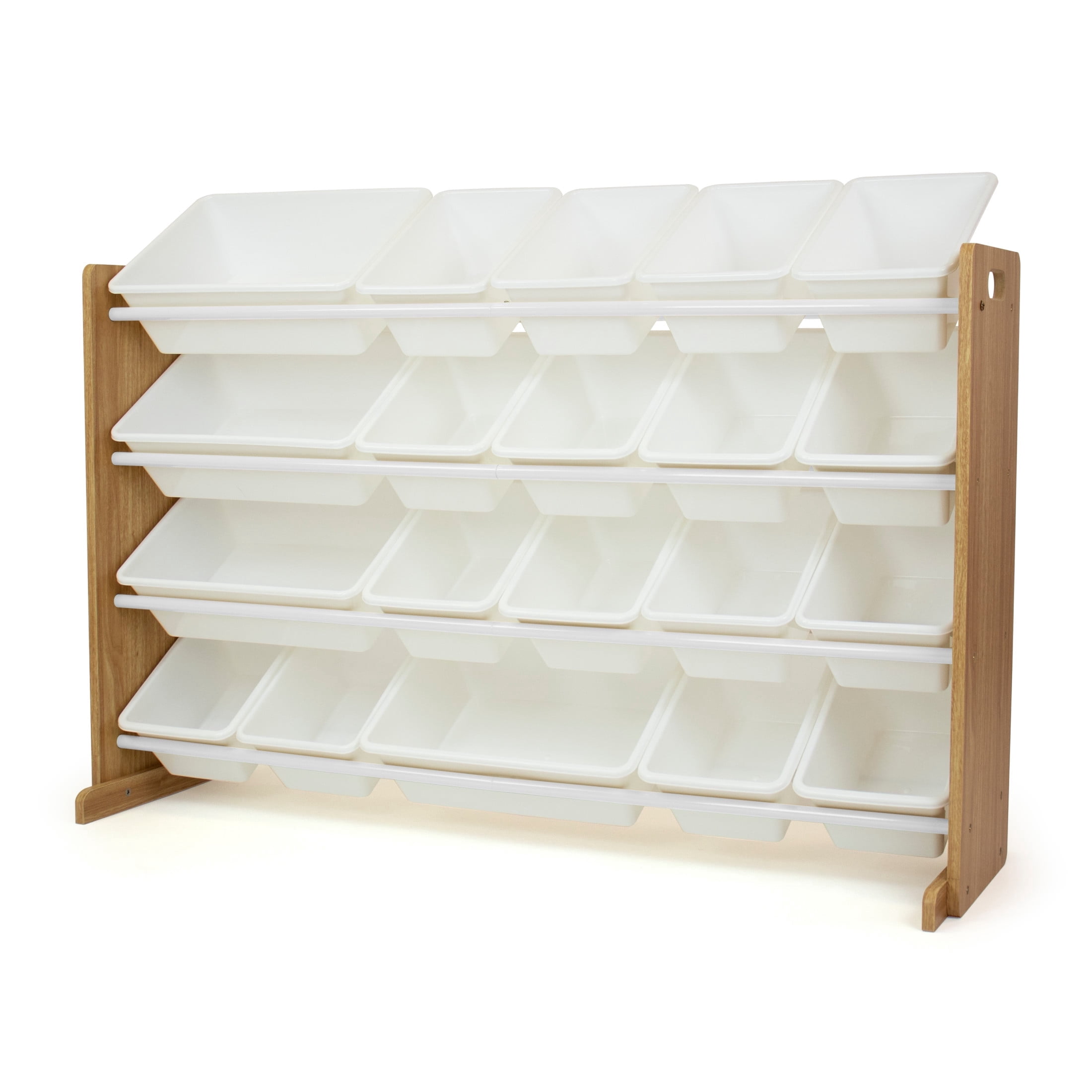Humble Crew  XL  Kids Toy Storage Organizer with 20 Plastic Storage Bins, Natural/White