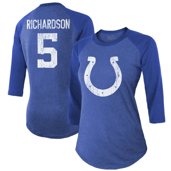 Women's Majestic Threads Anthony Richardson Royal Indianapolis Colts Player Name & Number Tri-Blend 3/4-Sleeve Fitted