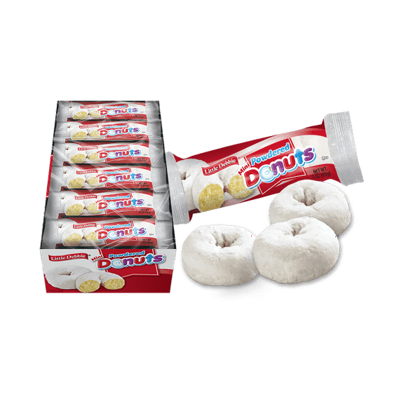 Little Debbie Mini Powdered Donuts, Individually Wrapped Snack Cakes, 12 Count