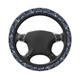 thumbnail image 3 of Disketp Cherry Blossoms on Navy Background Elastic Microfiber Steering Wheel Cover for Truck,SUV,Cars,Universal 15 inch,Anti-Slip, 3 of 8