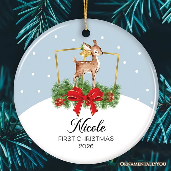 Reindeer Baby's First Christmas Personalized Ornament