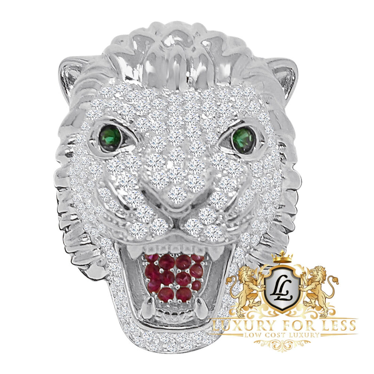 RYLOS Rings Sterling Silver Lion Head Ring Genuine Diamonds in Eyes & Color  Stone Birthstones in Mouth Fun Designer Emerald Rings For Men / Women Gold  Rings EMERALDJewelry Pinky Ring - Walmart.com