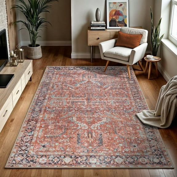 GLN Rugs Babylon - Indoor, Machine Washable Area Rug 4'x6' Turkish Terra Home Carpet