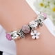 thumbnail image 2 of Pulsera con dijes para mujer, gatito con colgante de flor, cadena de hueso de serpiente con cuentas de pata de mascota, se adapta a la mayoría de las muñecas, el mejor regalo para niñas Feliz Sencillez, 2 of 5